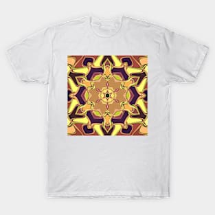 Cartoon Mandala Flower Yellow Purple and Orangeg T-Shirt